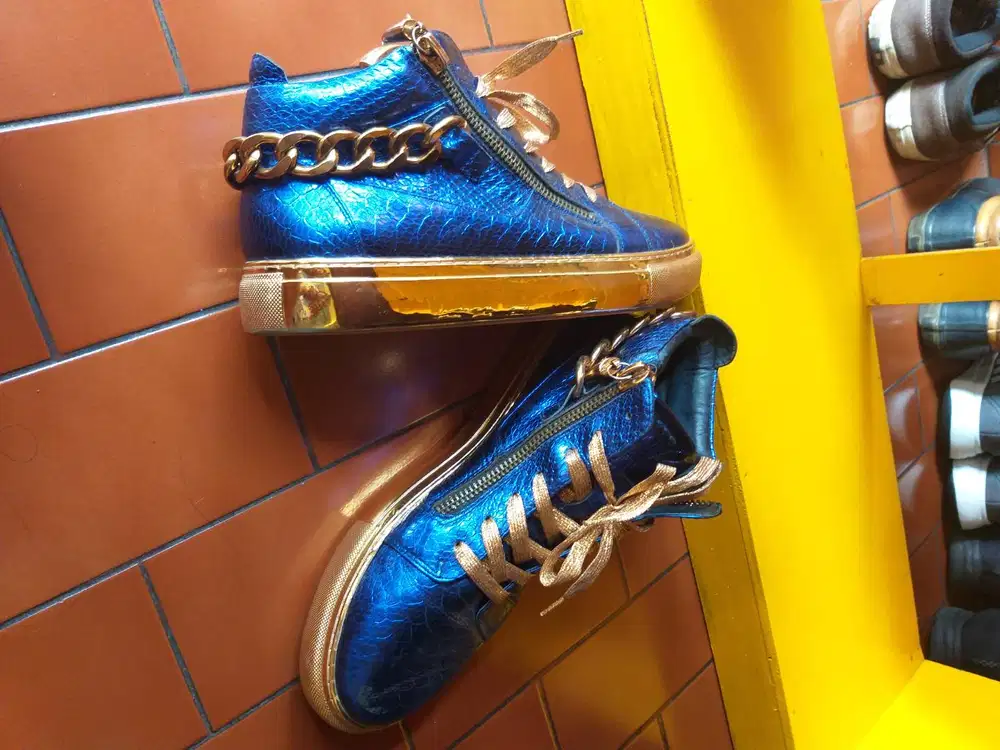 Sepatu pria Zack Chain zipper leather laze up high size 43