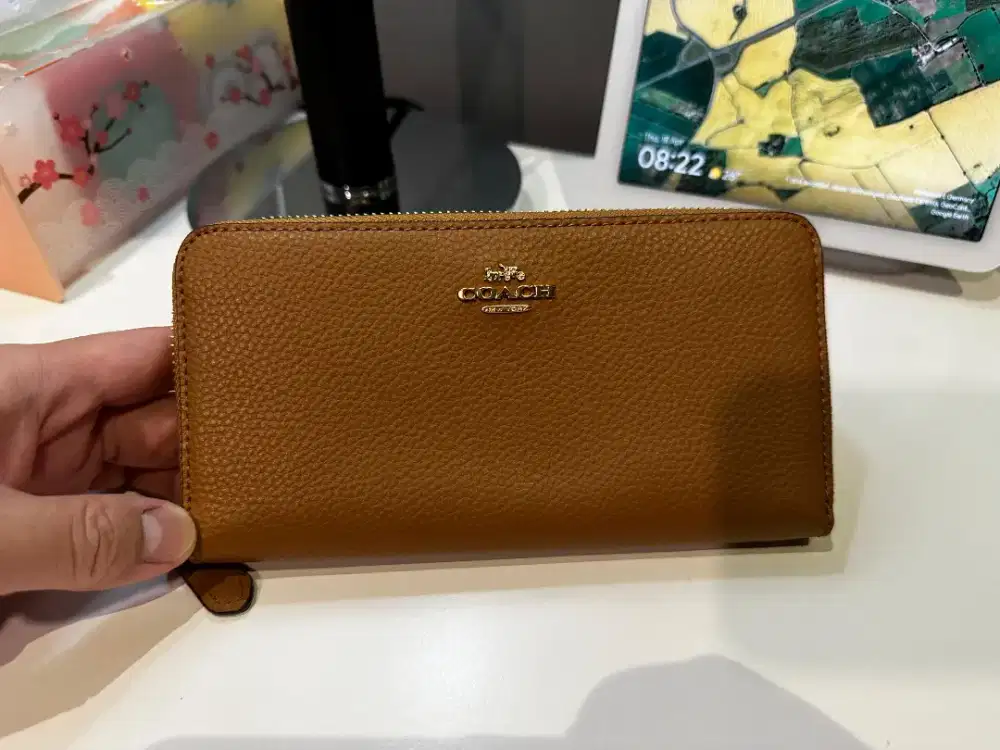 Coach Pebble accordion zip wallet dompet original