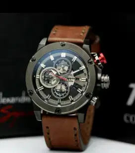 Jam tangan Pria Alexandre Christie original ac 6491 coklat black