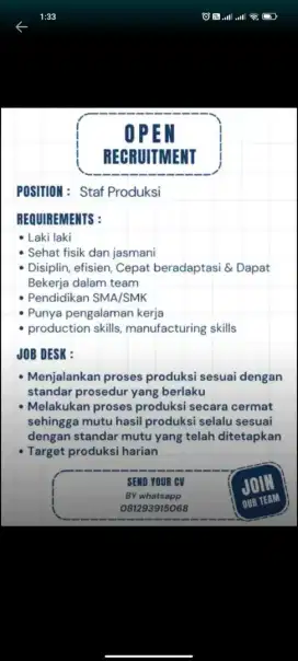 Di cari tega kerja cowo untuk industri rumahan fillet ceker ayam