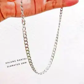 Kalung rantai silver pria atau wanita simpel lebar 5mm kl24