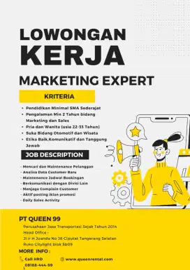 Loker sales MARKETING customer service komunikatif jujur disiplin