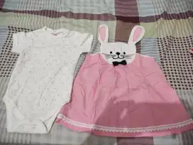 Setelan bayi/ baju bayi 1 set/pink kelinci