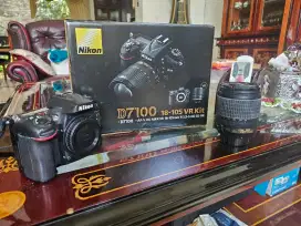 NIKON D7100 VR kit + 2 lensa