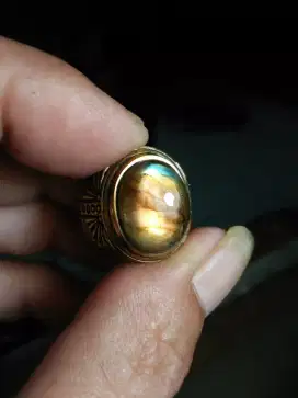 cincin labradorite luster emas / biru hq
