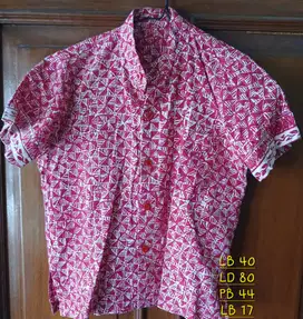 Baju Batik Anak Laki2 Batita warna Merah