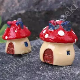 Miniatur Rumah Jamur Aquarium Mediterania Resin Dekorasi Taman Ornamen