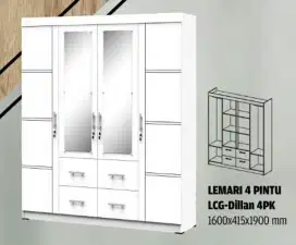 Lemati pakaian 4 pintu ada laci