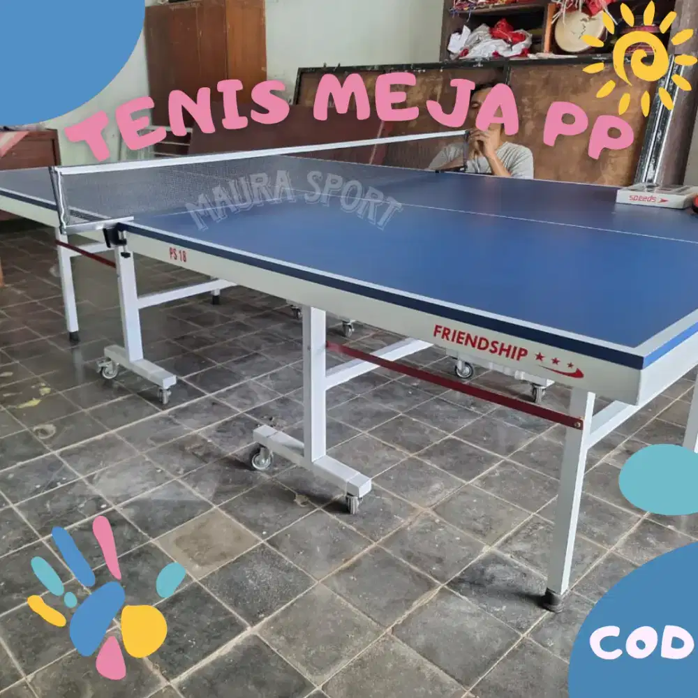 Tenis Meja Ping Pong MDF 15, Frame besar & Perlengkapan