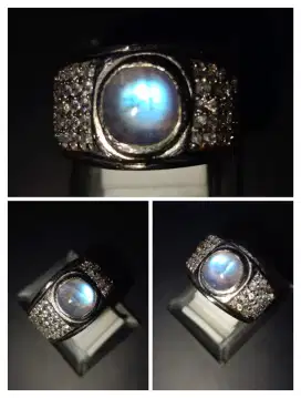 Di jual batu cincin Biduri bulan air laut ring titanium