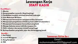 Staff Kasir Agen Sembako Jakarta Utara