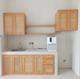 Kitchen set minimalis kombinasi rotan