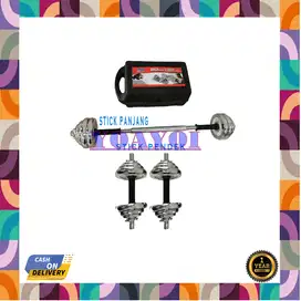 Alat Angkat Beban Dumble Set 20 Kg Barbel Dumbbell Stick Chrome