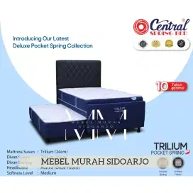 Springbed Central Trilium 3in1 90 x 200 kasur atas kasur bawah putih