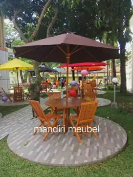 Kursi set meja payung meja cafe jati.