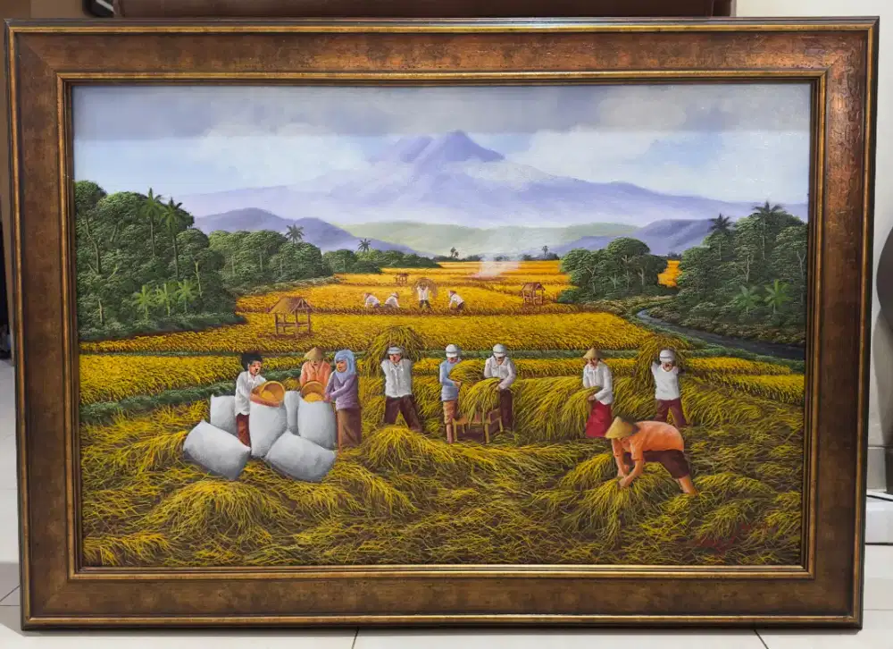Lukisan dinding panen padi