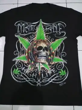 Kaos vintage 3D skull tengkorak Reggae Rasta