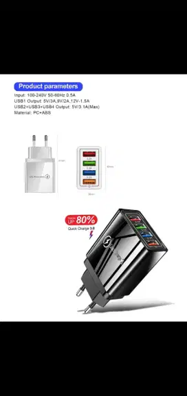 Kepala Charger 4 slot..3 ampere