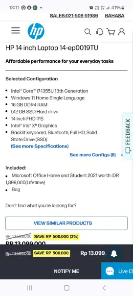 DIJUAL CEPAT MURAH LAPTOP MERK HP i7 1355U 512GB SSD 16GB RAM