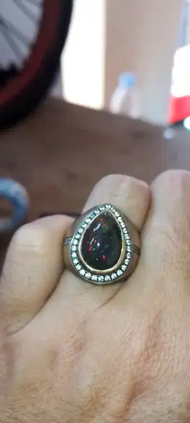 Cincin Perak Batu Opal (kalimaya) Hitam