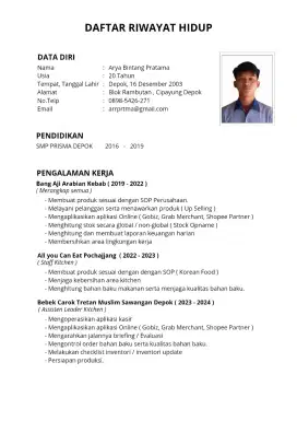 CARI KERJA F&B, MASAK, COOK / COOK HELPER , DAPUR