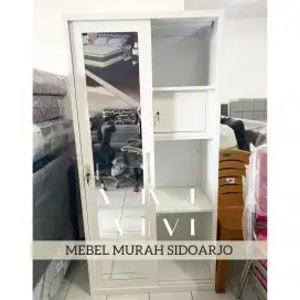 Lemari Besi Kaca 90x50x190 kokoh 2 pintu sliding sleding murah kuat