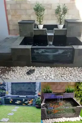 Pembuatan kolam ikan koi ,kolam mininalis