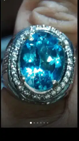 Jual Batu Cincin Blue Sky Topaz Cutting Beautiful Keren