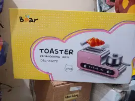 bear alat pemanggang roti serbaguna_toaster & fryer puple 3 in 1