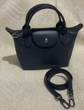 Longchamp Le Pliage Cuir Top Handle XS Navy