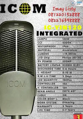 Lampu Tenaga Surya 2 in 1 ICOM IC- YIN 120W