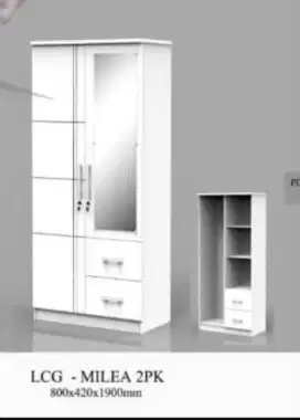 Lemari baju 2 pintu ada laci