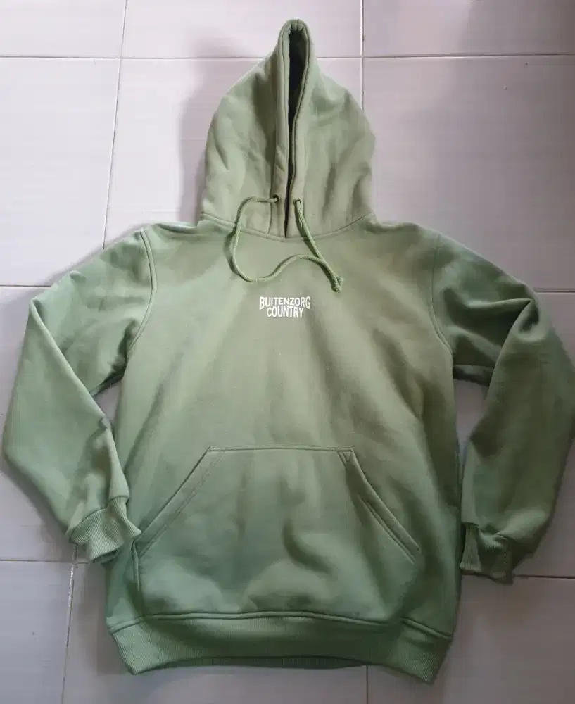 Sweater fleace hoodie hijau sage