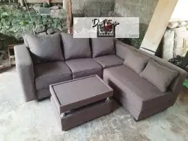 Sofa L putus minimalis + meja