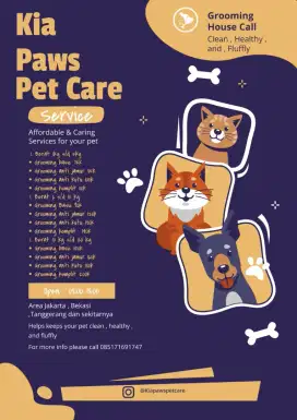 Grooming house call untuk kucing dan anjing