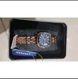 Jam cewek leopard rantai gold original