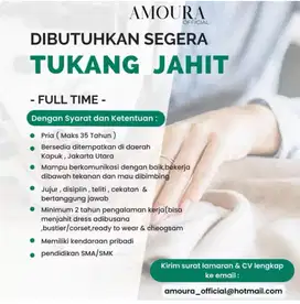 Tukang Jahit Full Time