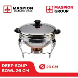 Maspion deep soup bowl with glass cover 26cm