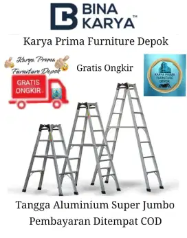 Tangga Lipat Aluminium ukuran 2,5 m Kuat Awet bisa dipanjangkan  5 m