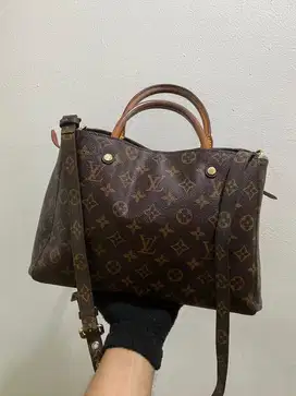 Tas wanita louis vuitton montaigne kulit matang