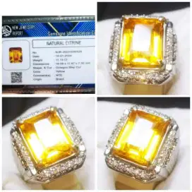 Natural batu Yellow Citrine Quartz Crystal Sertifikat