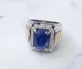 Cincin Cowo Blue Sapphire Asli Srilanka