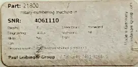 LEIBINGER ROTARY NUMBERING PART