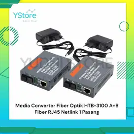 Media Converter Fiber Optik HTB-3100 A+B Fiber RJ45 Netlink 1 Pasang