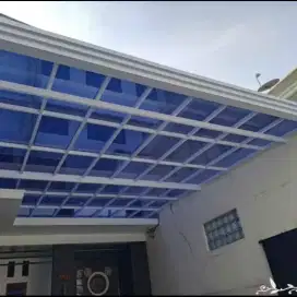 Kanopi solarflat canopy transparan rangka besi hollow galvanis