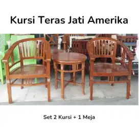 Kursi Teras Jati Amerika 2 Kursi + 1 Meja