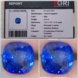 Blue sapphire ceylon sri lanka no heated 3.1 crat royal blue