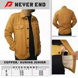 Jaket jeans size m l xl merk never end ready