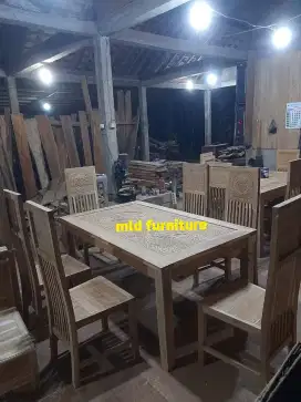 Set meja kursi makan kayu jati