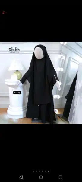 Set gamis abaya anak dan jilbab